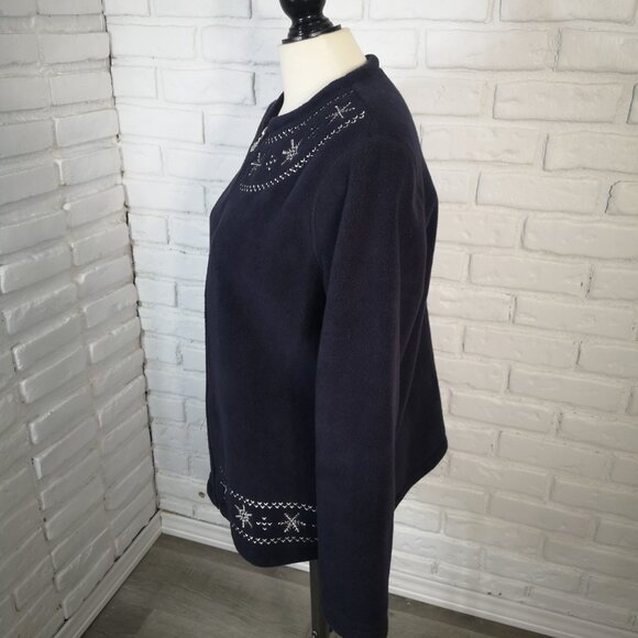 Carroll Reed Ladies Size Large Navy w/ White Accents Full Zip Fleece Jacket - Picture 4 of 9